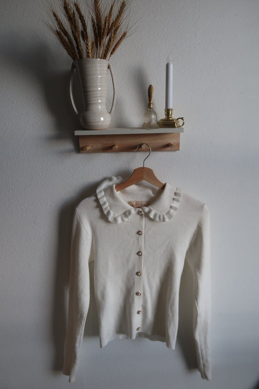 Ruffled Collard Cardigan