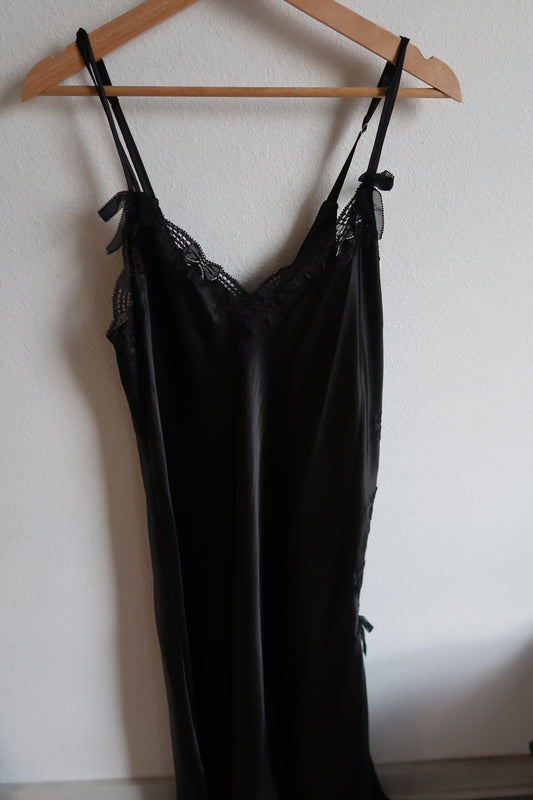 Oscar De la Renta Pink Label Satin Lace Bow Trim